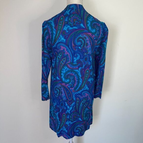 Young Tiffany Melbourne Dress Vintage Purple Turquoise Paisley Zipper Front - Picture 3 of 12